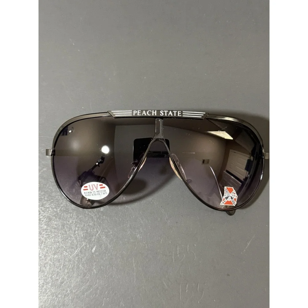 Vintage‎ Peach State Georgia Black Framed Aviator Sunglasses UV100